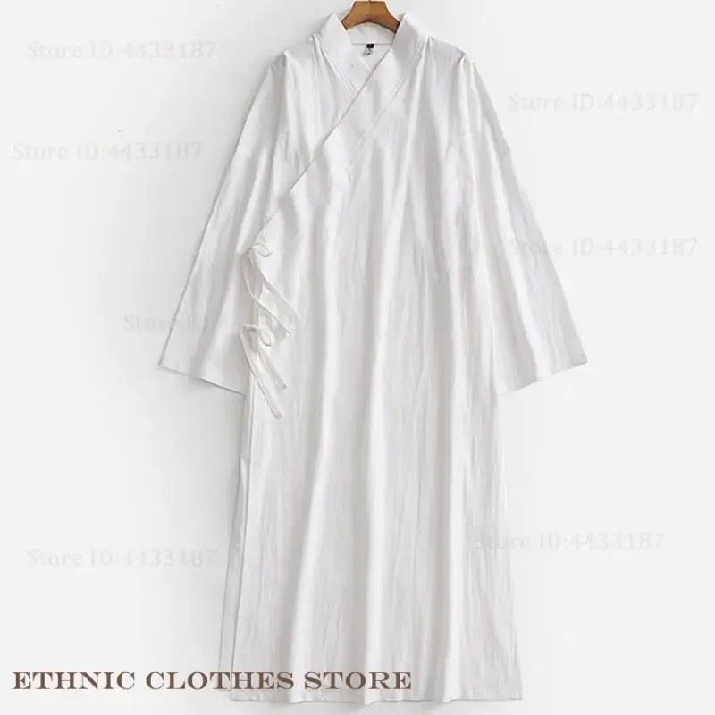 

Традиционная японская одежда, кимоно большого размера, мужской кардиган юката хаори, длинный халат, свободный хлопковый льняной костюм самурая