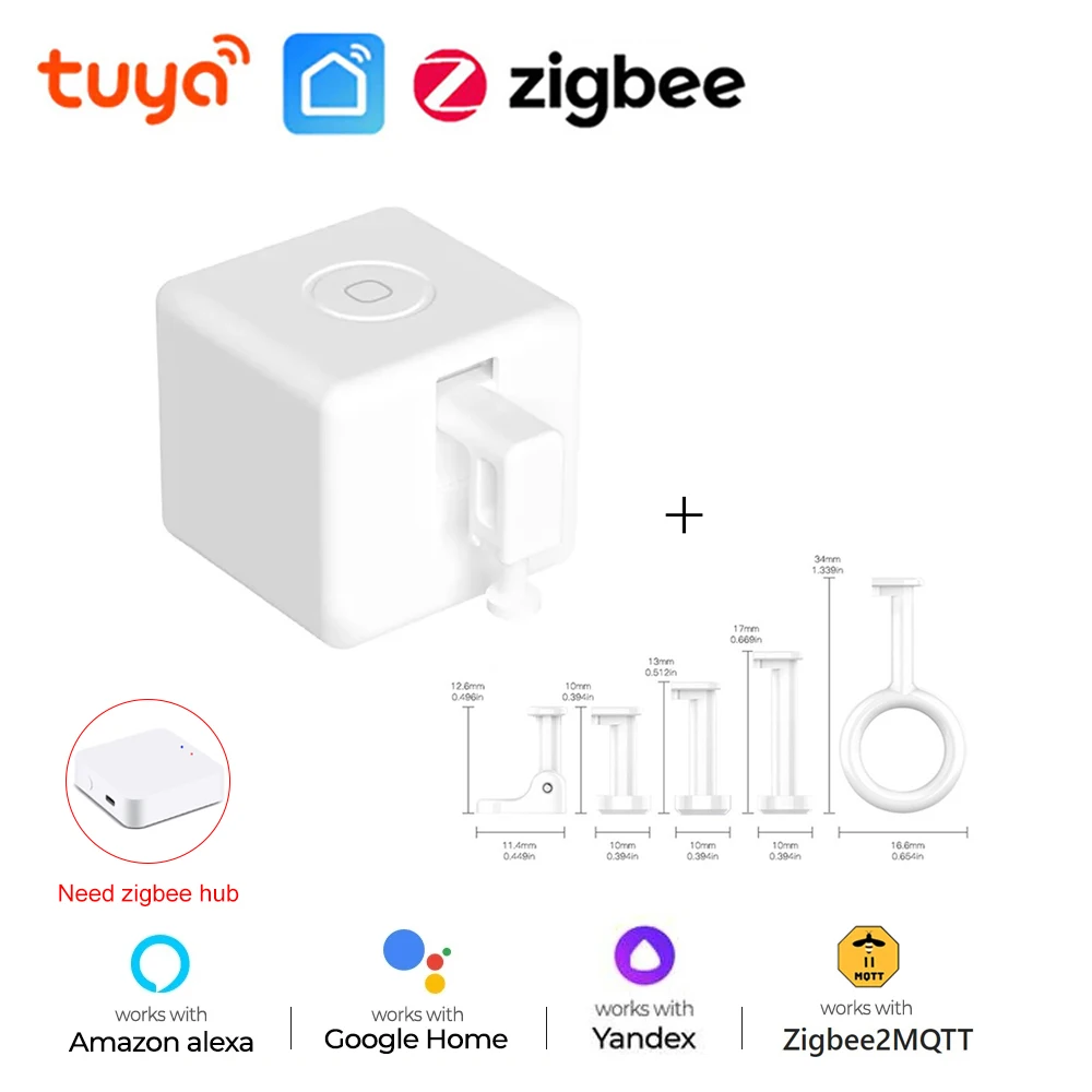 

Кнопка управления умным домом Tuya Zigbee Fingerbot Plus, сенсорный выключатель, толкатель, работает с приложением ZigBee Hub Alexa Google Home Alice