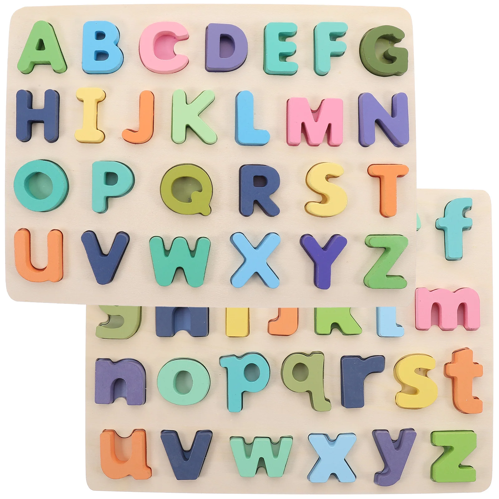 

2 Sets Alphabet Cognition Puzzle for Infants and Toddlers Wooden Puzzles Kids Toys Letter Blocks Three-dimensional Board