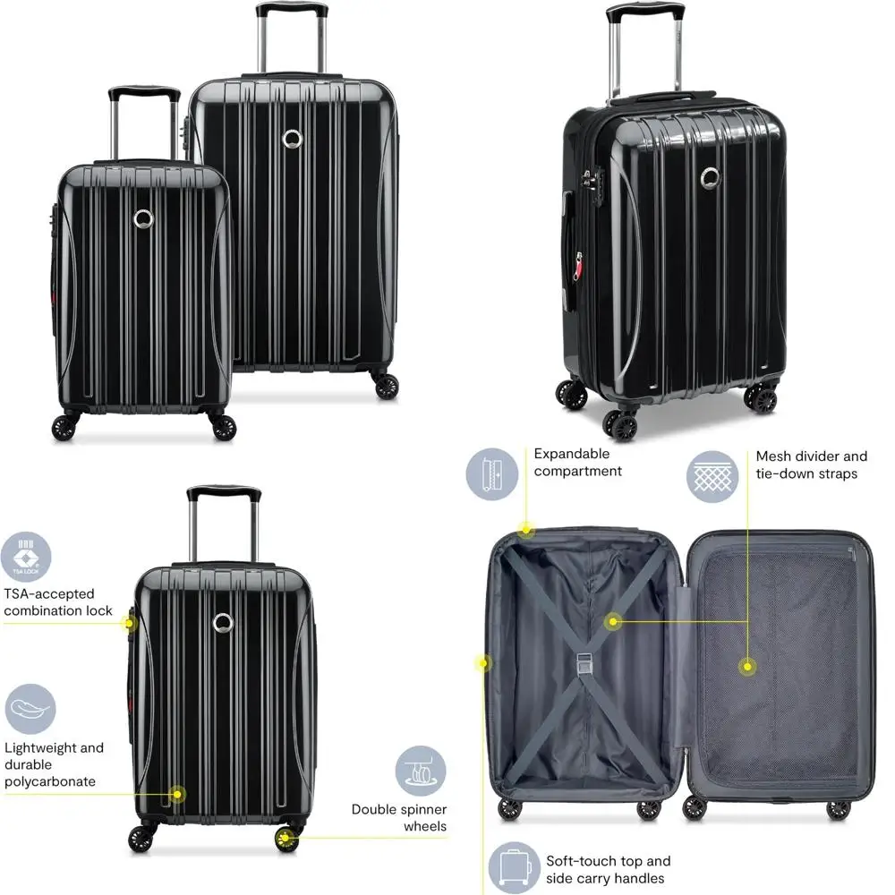 

paris helium aero expandable spinner luggage set, black, 2-piece (21/29)