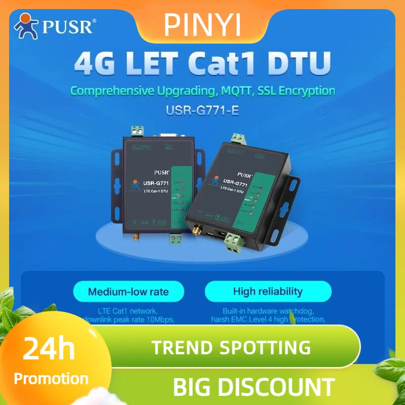 Promotion PUSR Europe Industrial M2m LTE CAT 1 Serial Cellular Modem RS485 RS232 4g Lte Modem USR-G771-E