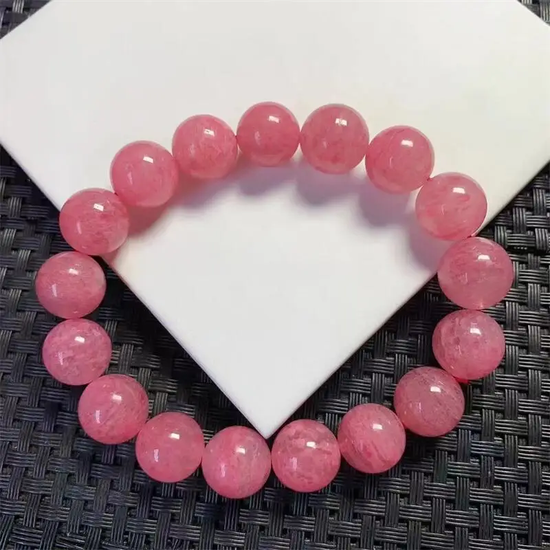 12MM Natural Rhodonite Bracelet Charms Handmade Fortune Energy Bangle Mineral Woman Amulet Jewelry Gift 1PCS