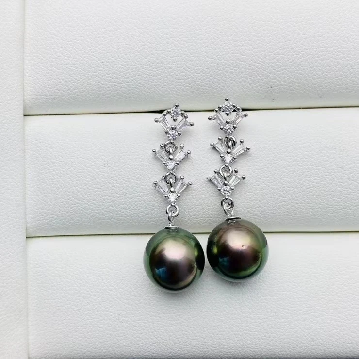 925 Sterling Silver Earrings Mount Findings Settings Base Mounting Parts Accessory for 10-11mm Pearls