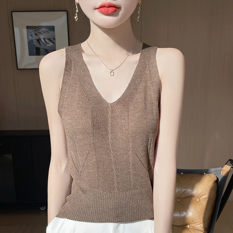 

2025 New Spring and summer Cashmere vest Women V-Neck Generous Sexy Cashmere vest Women