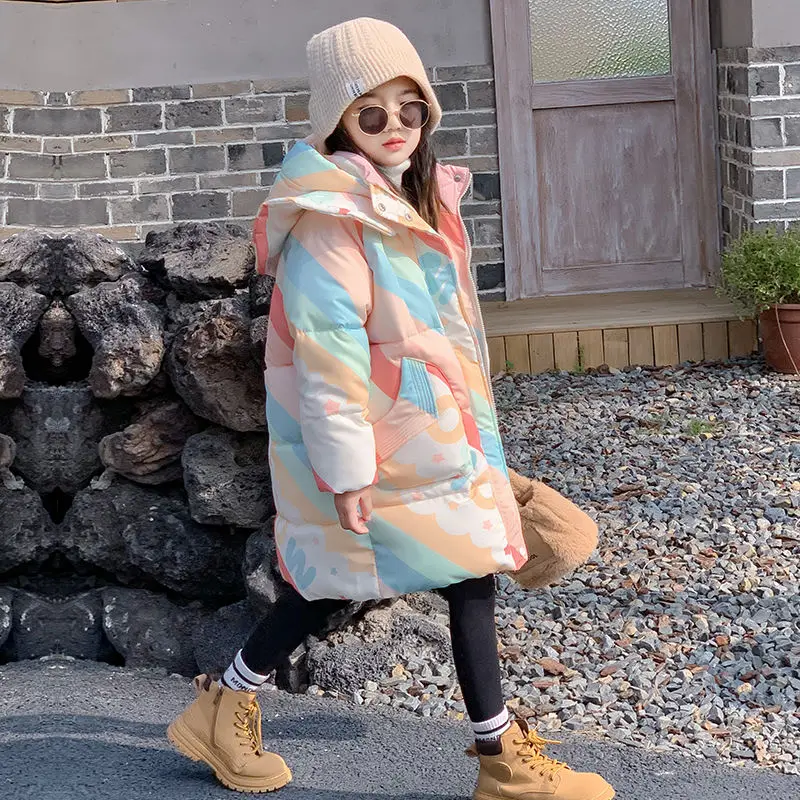 Girls Cotton Coat 2024 New Children's Winter Korean Thickened Down Cotton Outerwear Kids Jackets for Girls 3 7 9 10 11 12 Years