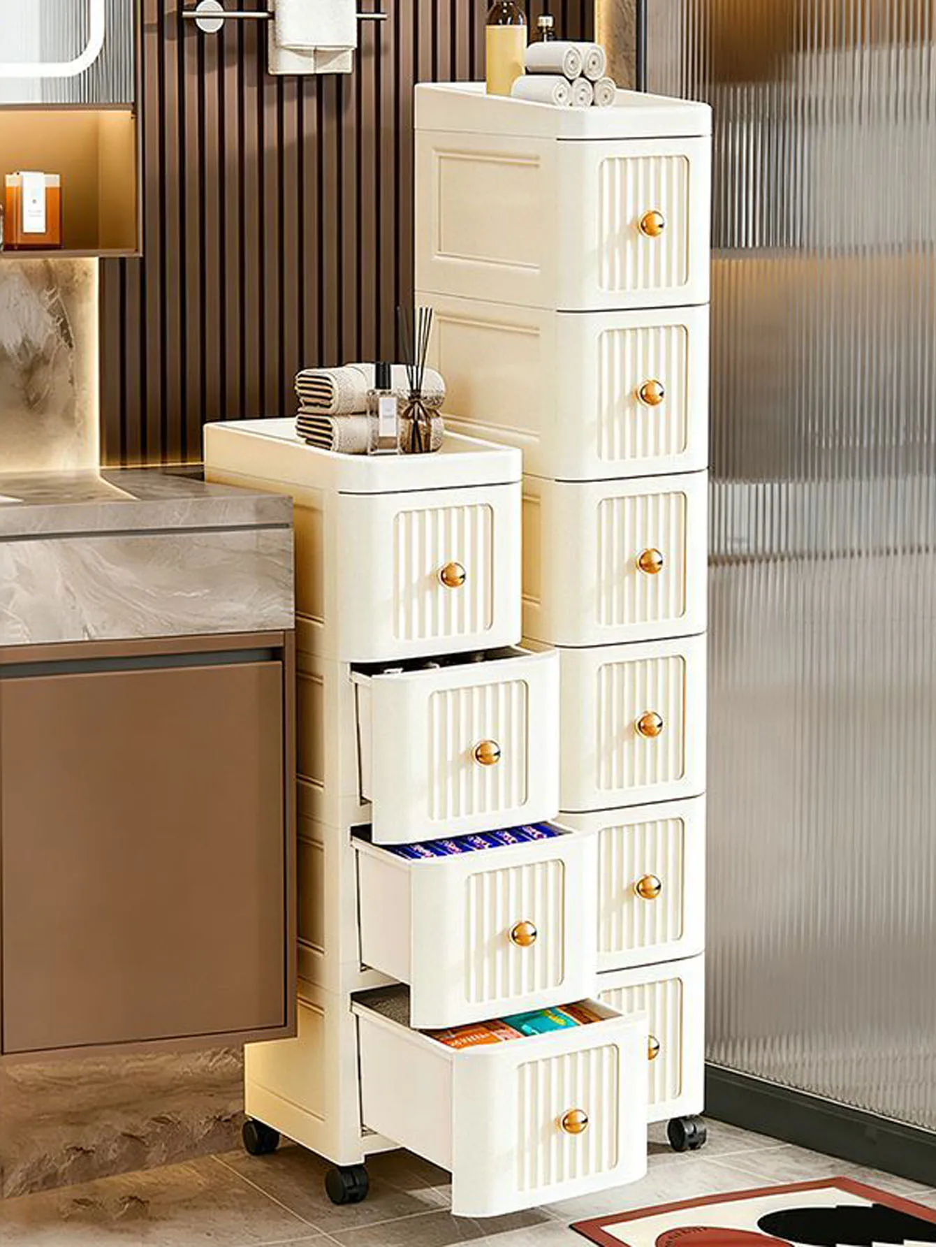 15CM Wide Gap Storage Cabinet – Narrow Shelf for Kitchen Fridge & Under Table, Thick Organizer for Small Spaces, Space-Saving Un view 4