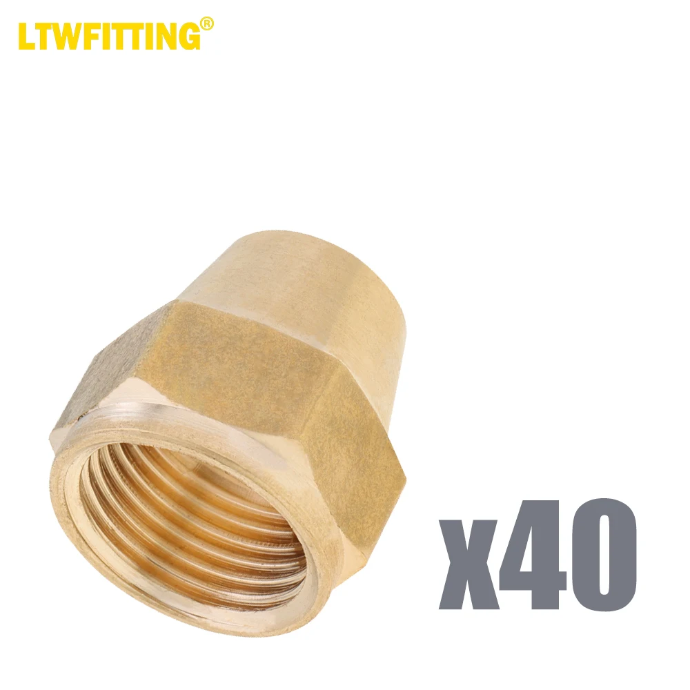 

LTWFITTING Brass 1/2" OD Short SAE 45 Deg Flare Nut ,Brass Flare Tube Fitting(Pack of 40)