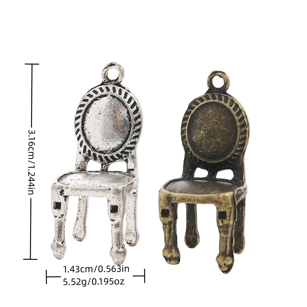 5PCS DIY Retro Zinc Alloy Jewelry Accessories Available in Two Colors, Stool and Chair Pendant LJ3138