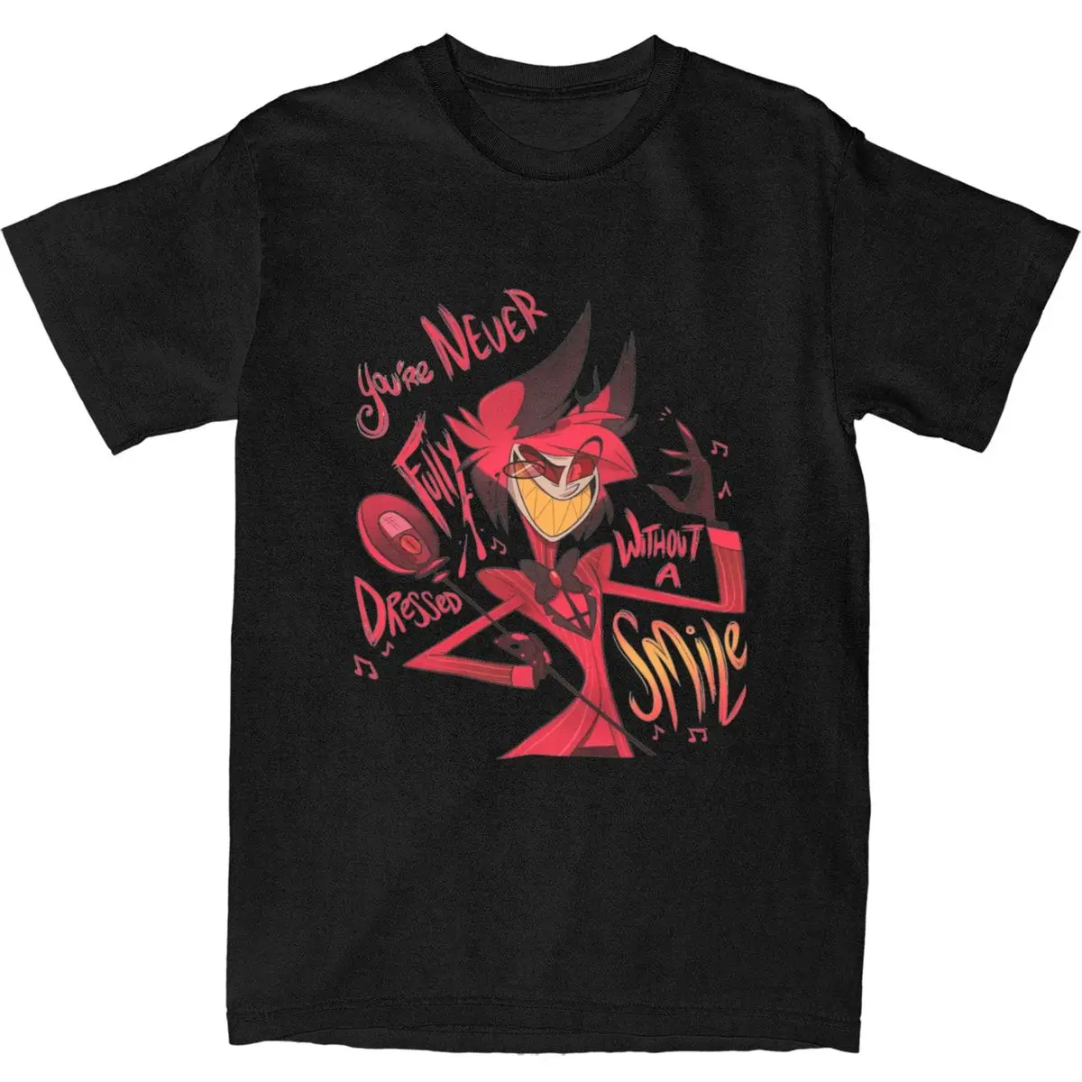 Hazbined-Hotels T Shirts Men Women 100% Cotton Crazy T-Shirt Round Neck Anime Alastor T Shirt Short Sleeve Clothing New Arrival