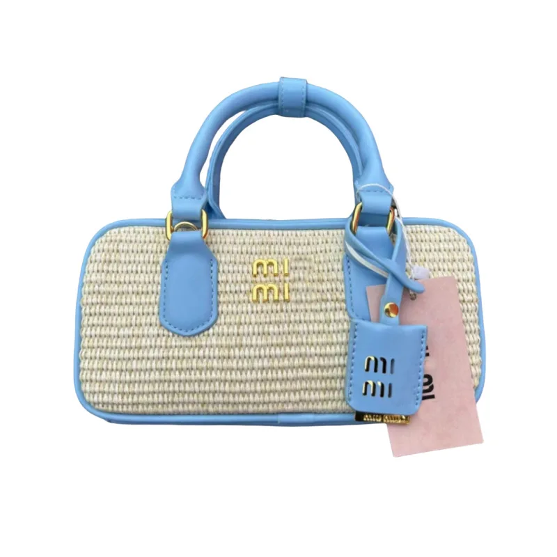 2024 Summer MIU Top New Knitted Women\'s Bag Bowling Handheld Single Shoulder Crossbody Bag Boston Versatile Bag Gift