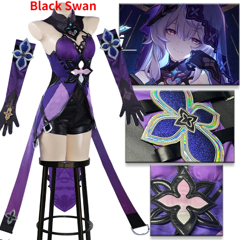 

Black Swan Cosplay Honkai Star Rail Costume Full Set Wig Dress Uniform Halloween Party Dress for Women Comic Con Anime Game