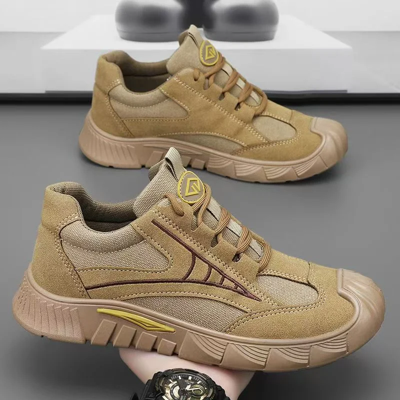 

Легкая мужская безопасная рабочая обувь, модная винтажная мужская дышащая походная обувь, уличные износостойкие нескользящие низкие кроссовки