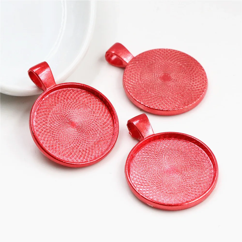 New Colors High Quality 5pcs/lot 25mm Inner Size 8 Colors Plated Cabochon Base Setting Charms Pendant Tray for Necklace