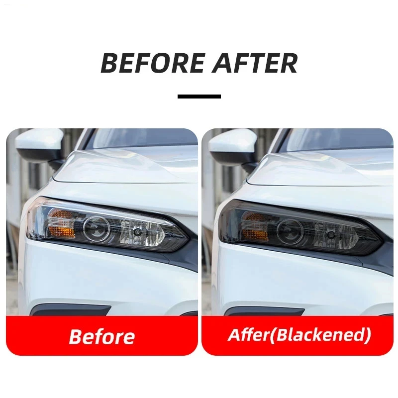 2Pcs Car Headlights Protective Film Front Headlamp Transparent Smoke Black TPU Sticker For Honda Civic 11th Gen 2022 Accessories view 2