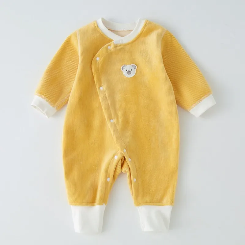 Neugeborene Baby Mädchen Stram pler verdicken Samt Säugling Overall Overalls warme Kleinkind Kleidung Kinder Kostüm Winter Outwear a788