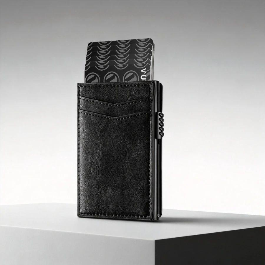 Pop-Up Kreditkartenetui für Herren, Luxuriöse Schlanke Metall-Geldbörse, Minimalistisches Geschäfts-Bankkartenetui, Zweifach Faltbare Geldbörse für Männer