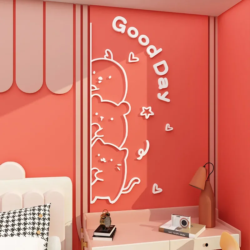 WS289 Children's room wall decoration cat stickers boys and girls Princess bedroom bedside renovation mural on the door