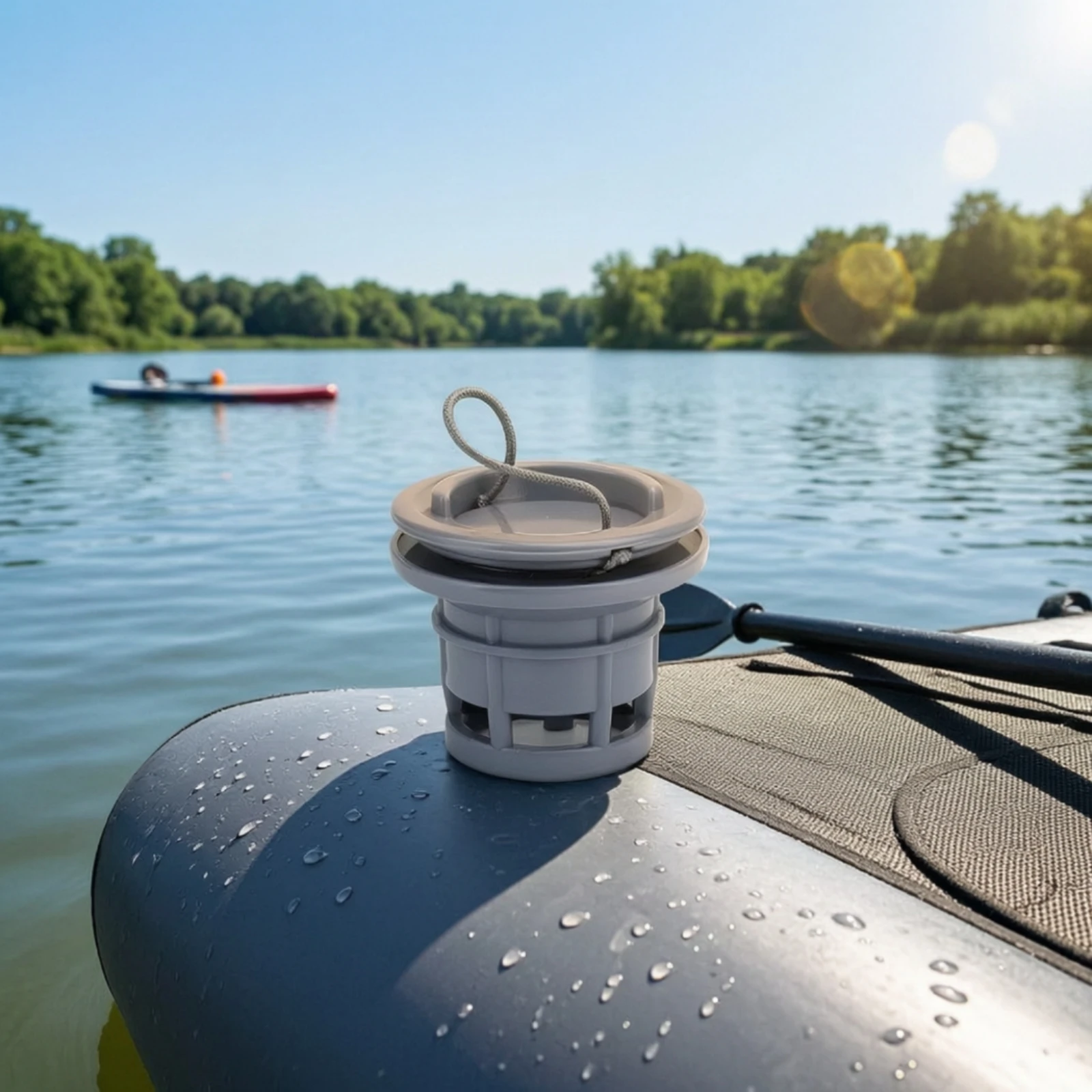 SUP Valve with Tethered Cap Airtight 8-Tooth Inflatable Boat Valve Replacement Part Easy to Install Compact