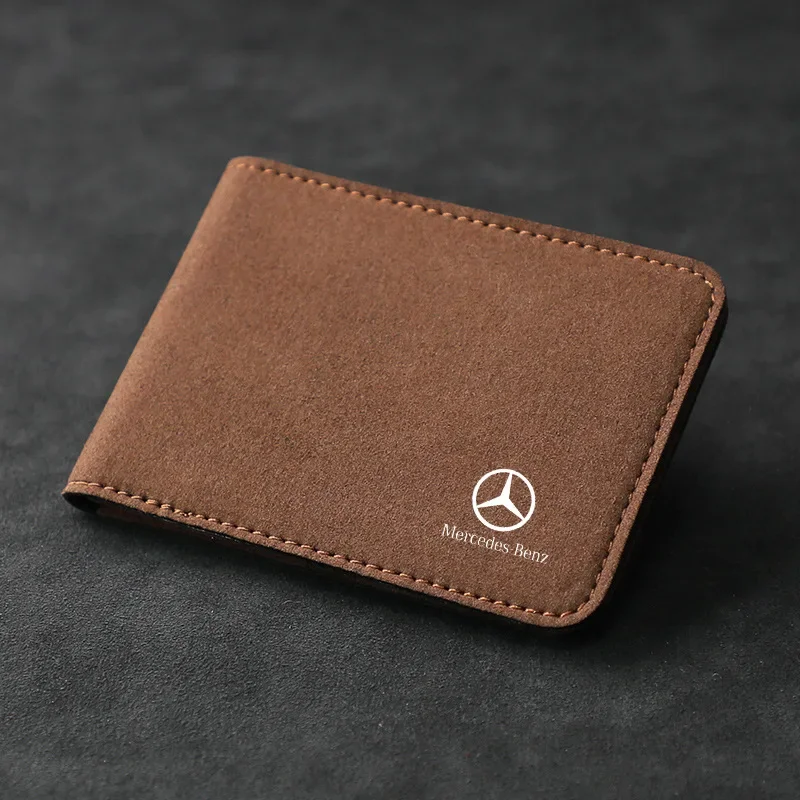 Suede Car Driver License Holder Card Case Bag For Mercedes Benz AMG W203 W204 W205 W210 W124 W211 W212 W164 W176 CLA CLS SL GLA