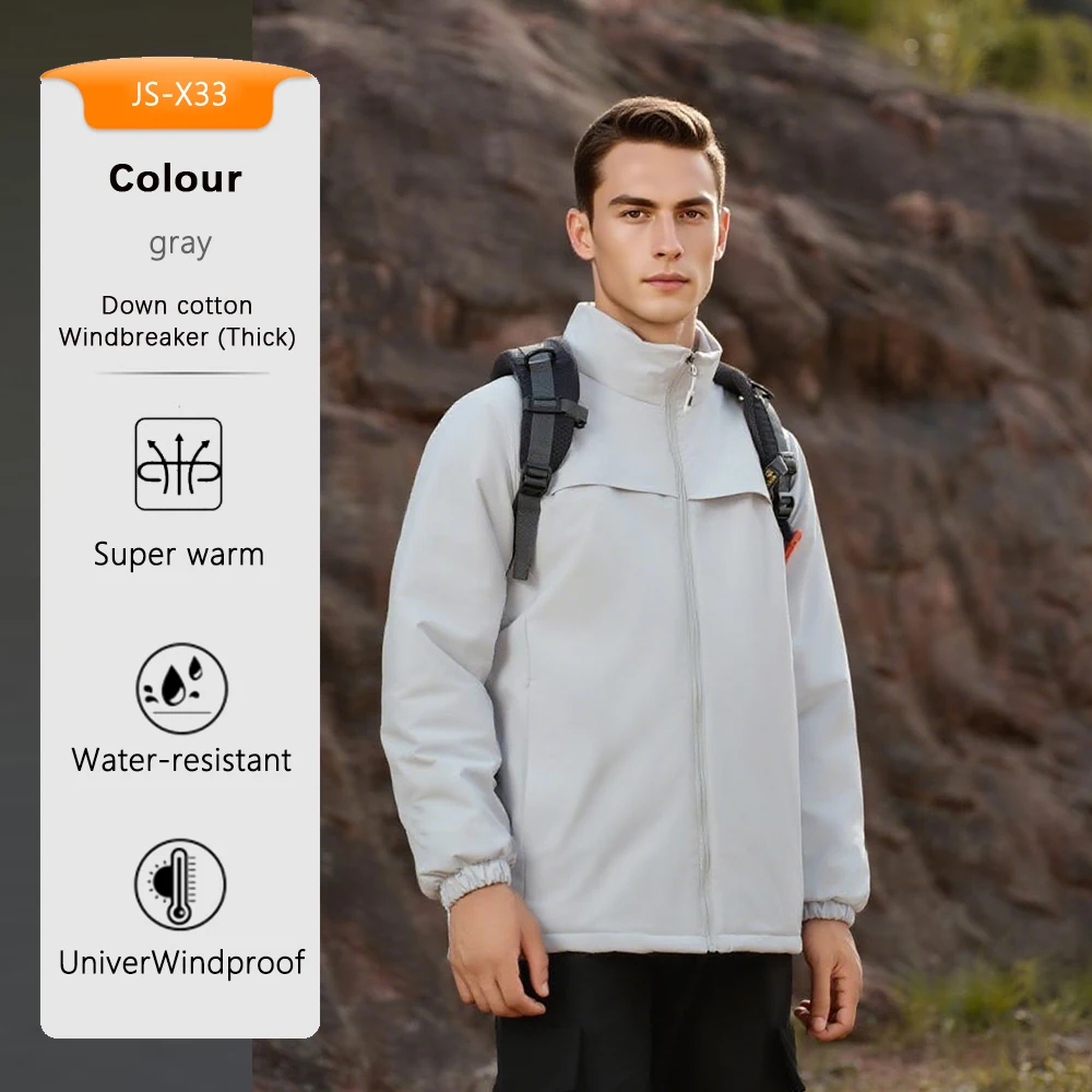 

2025 Autumn Winter Three-proof Windbreaker Men Women Down Cotton Jacket Thick Warm Waterproof Long Sleeve Coat Sportswear​​ Tops