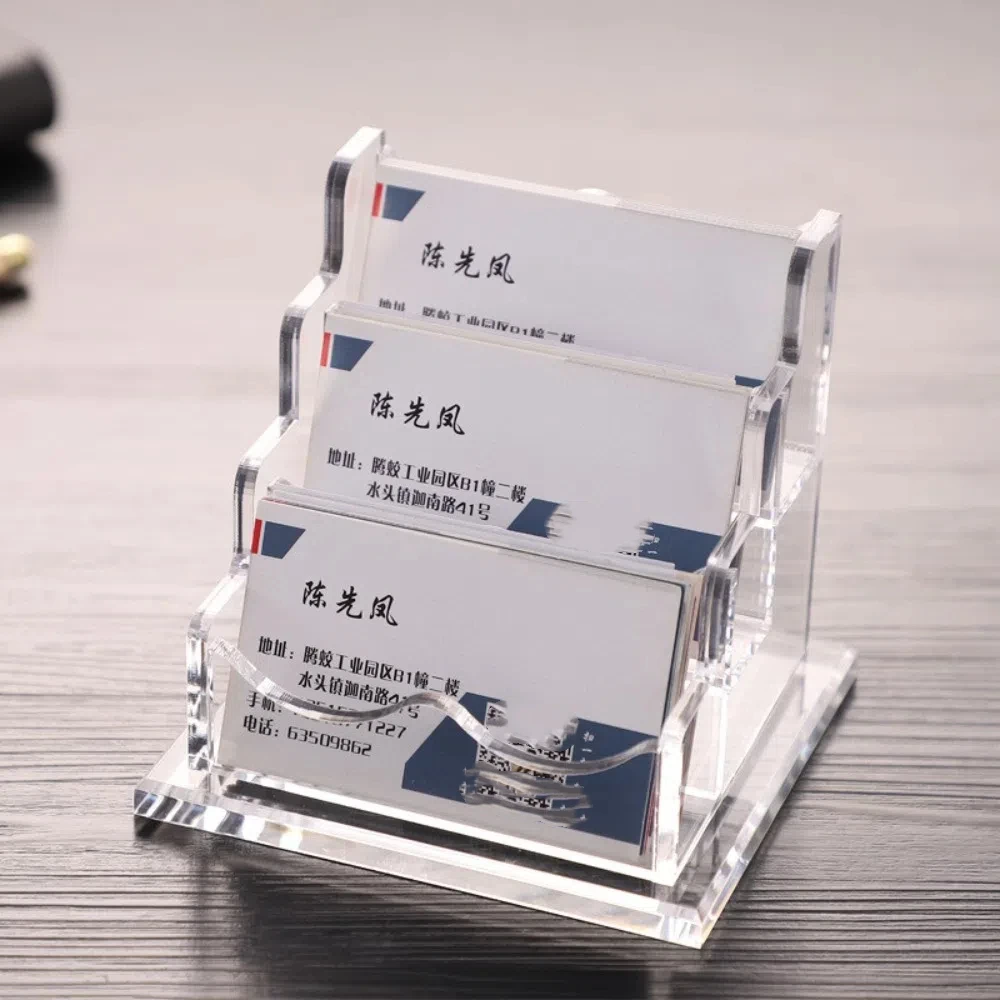 

Прозрачный акриловый держатель для визитных карточек, элегантный акриловый настольный держатель для дисплея, утолщенный органайзер большой емкости, стеллаж для хранения