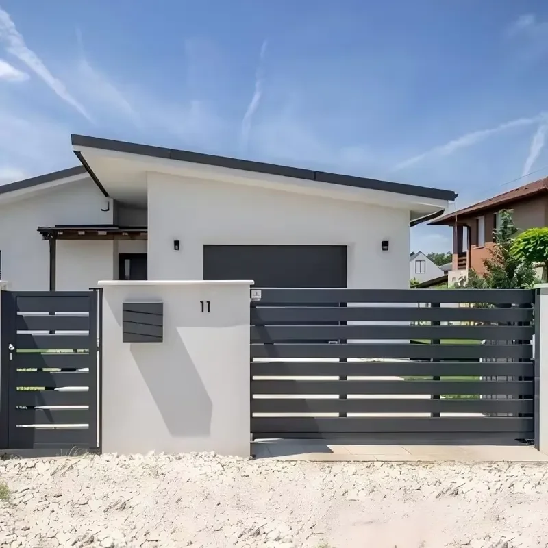 Aluminum Alloy Wood Grain Panels Fence Easy to Install Outdoor Safety Protection High-Grade Fencing Gates for Yard