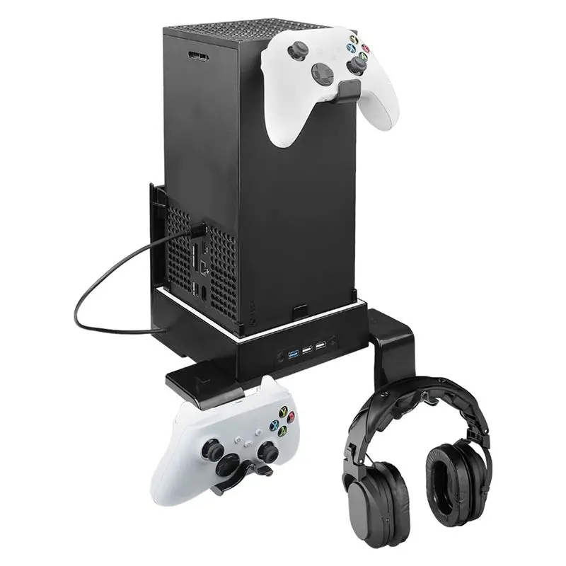 CANING- Wall Mount for Xbox Series X with Cooling Fan and 3 USB Port Game Controller Holder Headphone Hanger Wall Shelf Bracket - view 3
