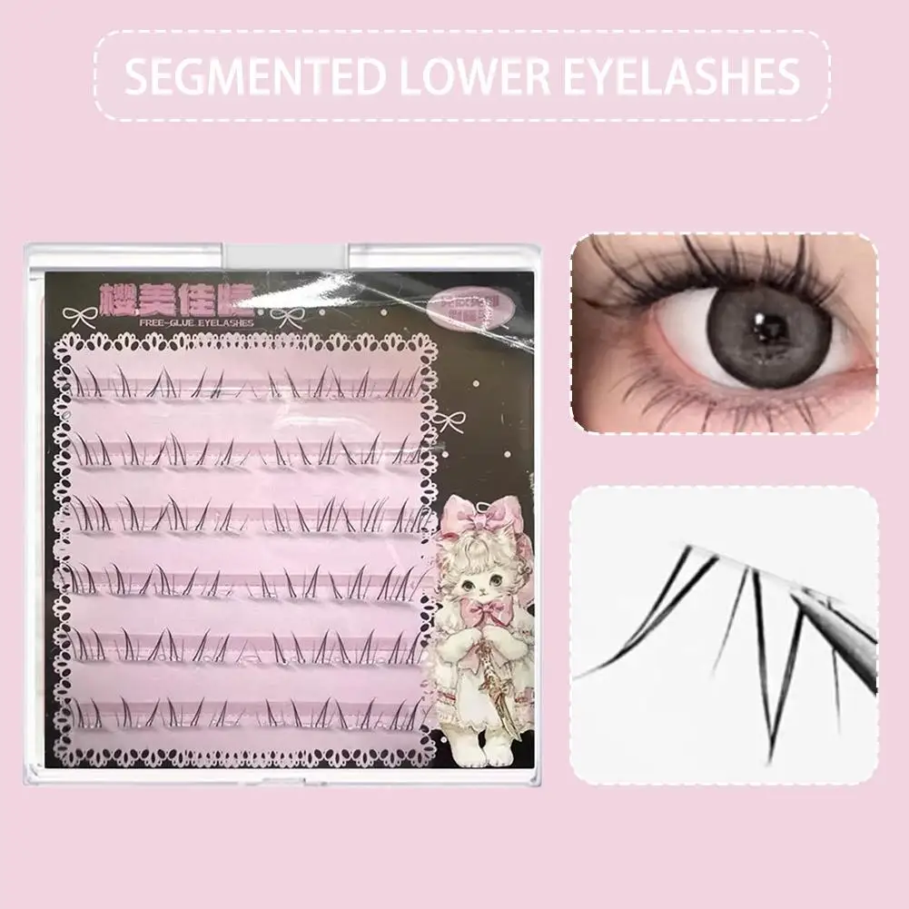 Racimos de pestañas inferiores individuales, sin necesidad de pegamento, rizo C, maquillaje de Cosplay DIY, pestañas negras, pestañas autoadhesivas, extensiones inferiores Q2D3