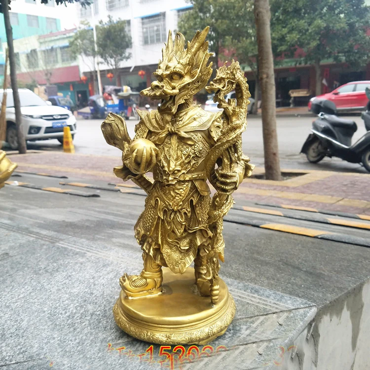 43CM Large office SHOP efficacious Money Drawing GOOD LUCK Mascot # Southeast Asia Sea god Dragon King FENG SHUI Brass statue