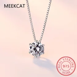 Real 1 Carat D Color Moissanite Pendant Necklace 100% 925 Sterling Silver Sparkling Engagement Wedding Party Fine Jewelry