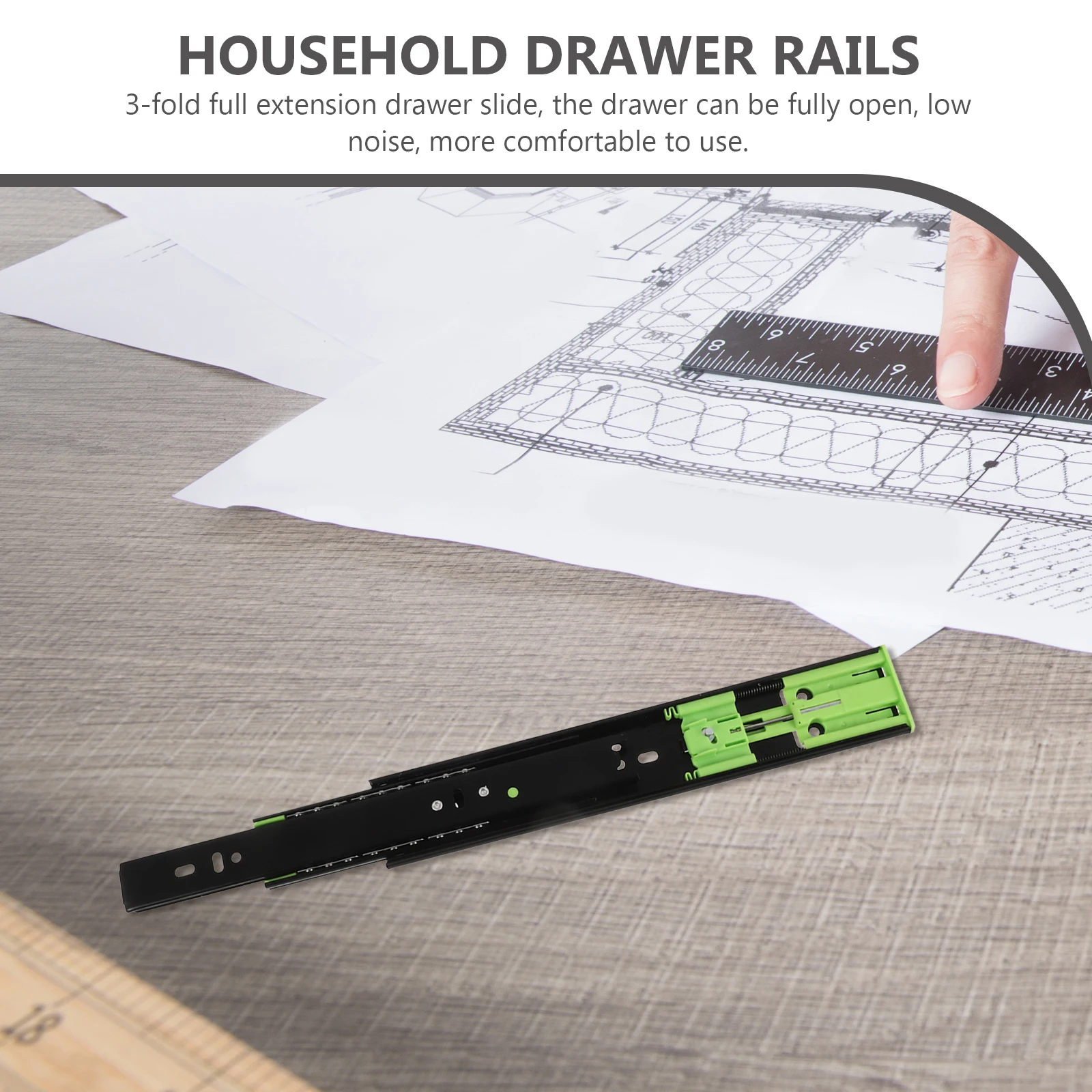 

Drawer Tracks 4512T 10-inch Black Buffer Track Guide Furniture Slides Smooth Ball Bearing Full Extension Strong Capacity