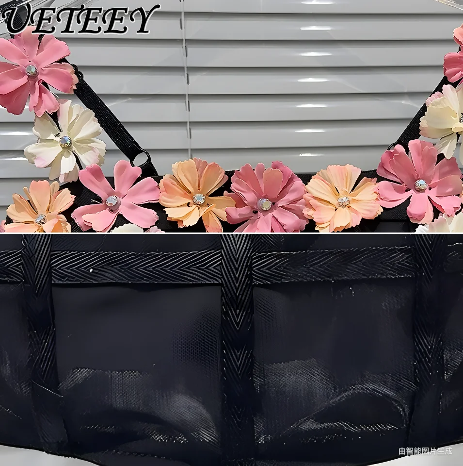 Sommer Neue Süße Persönlichkeit Äußere Tragen Kurze Crop Tops Vielseitige Farbe Blume Nagel Bohrer Dekorative Brust Pad Sling Weste