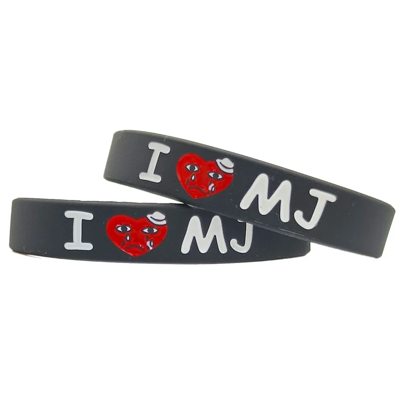 1PC New Black I Love MJ Michael Jackson Silicone Wristband Printed Black Bracelets&Bangles for Music Lovers Gifts Jewelry SH154
