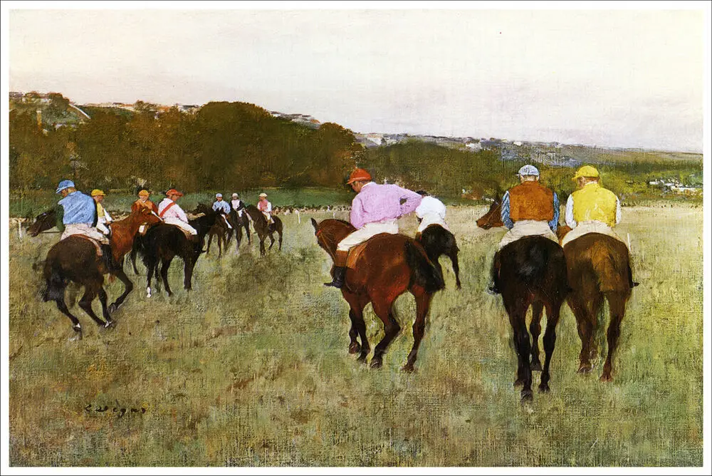 Horses on the Course at Longchamp Edgar Degas Fine Art Giclee Poster Print