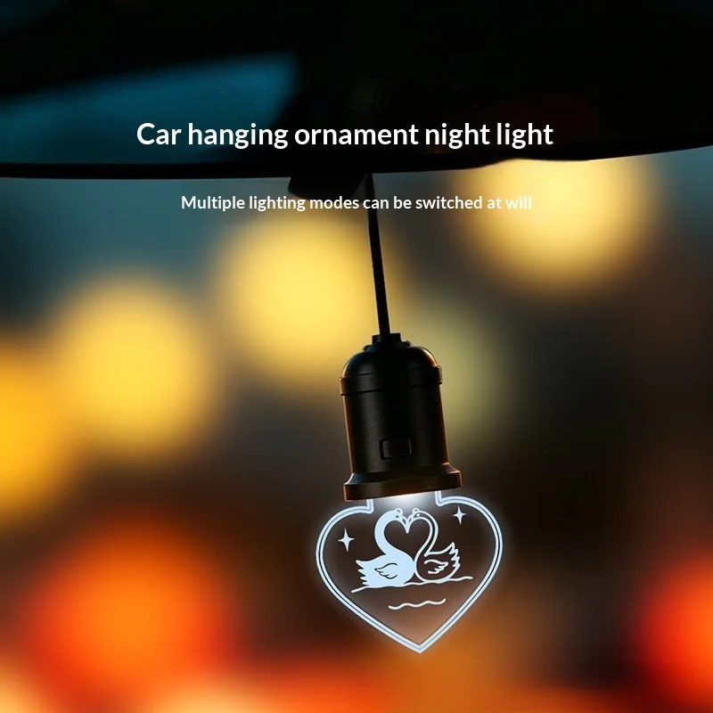 1Pc Retro Colorful Smiley Face Bulb Hanging Light Power Sensor Car Decor Light Interior Expression Ambient Lamp