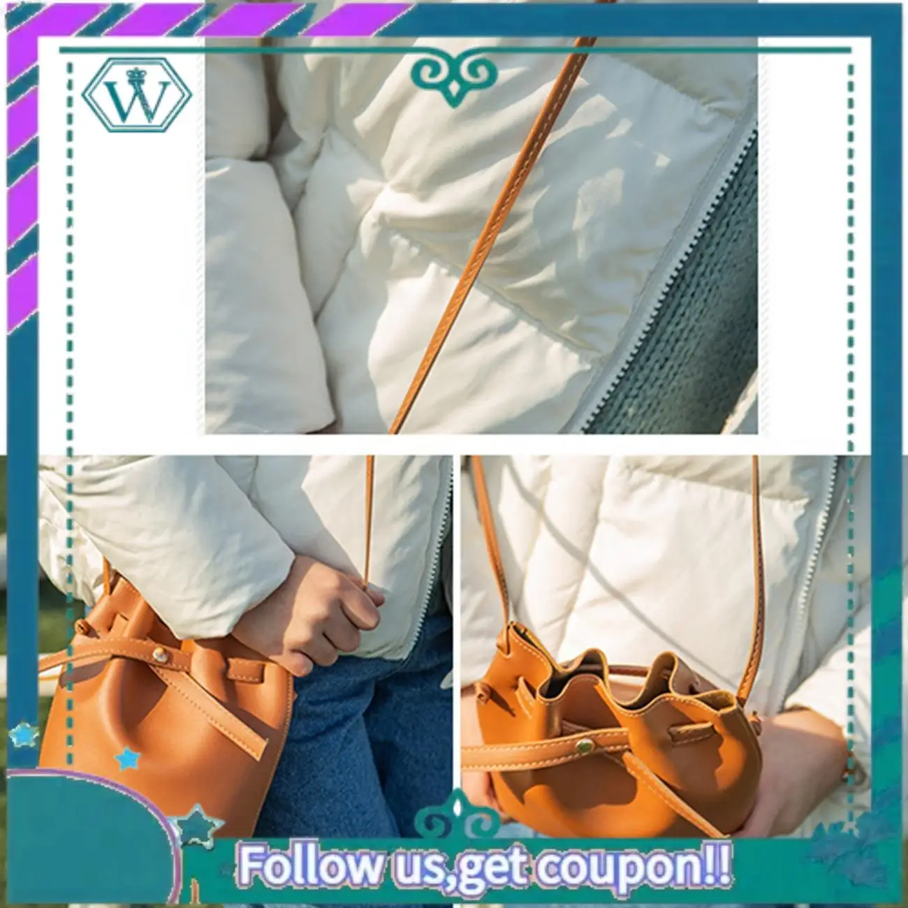 

A09P Ladies Bag PU Leather Messenger Bag Messenger Shoulder Bag Solid Color Bucket Handbag Women's Handbag