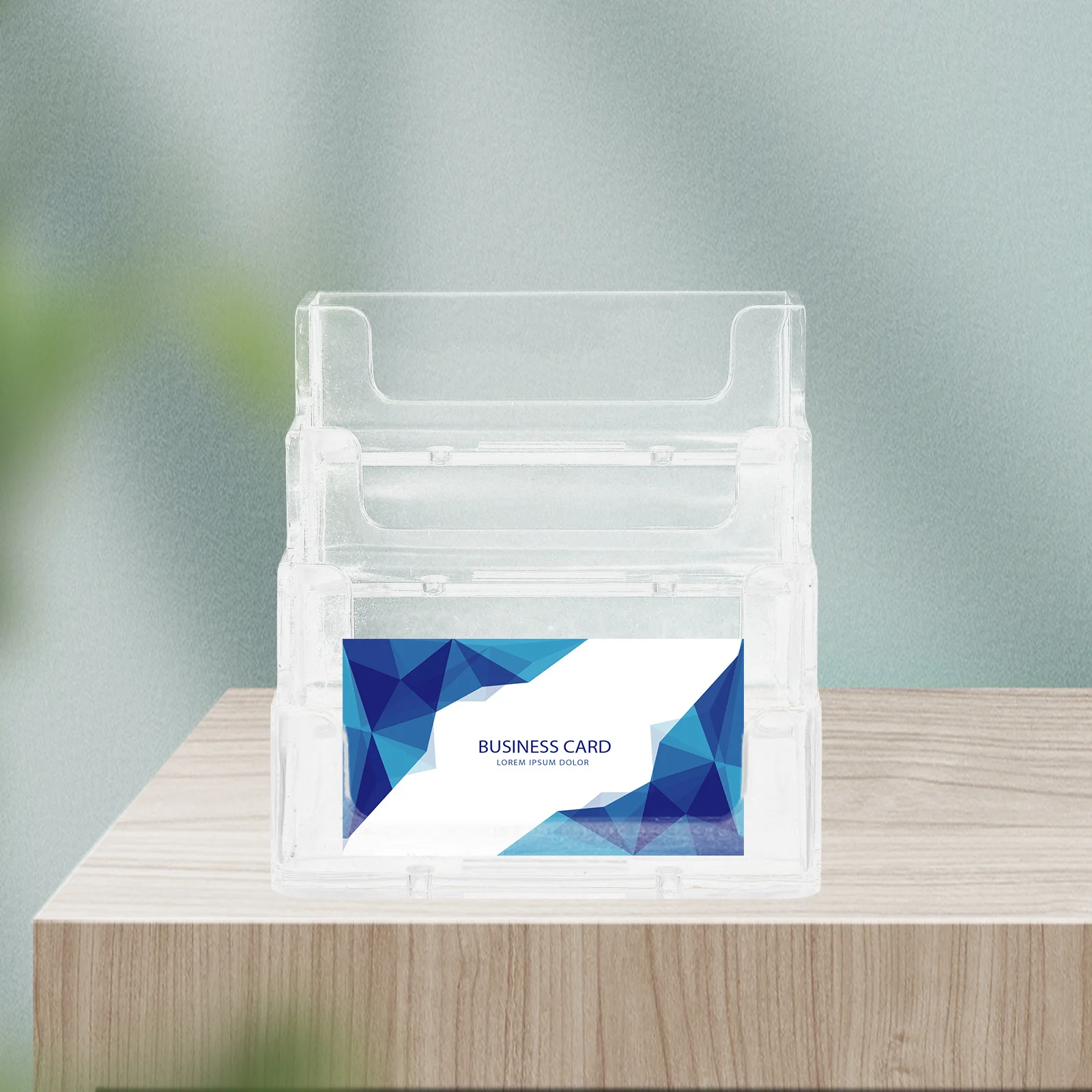 Business Holder Clear Desktop Organizer Transparent Card Stand For Desk Office Storage Name Card Display Stand