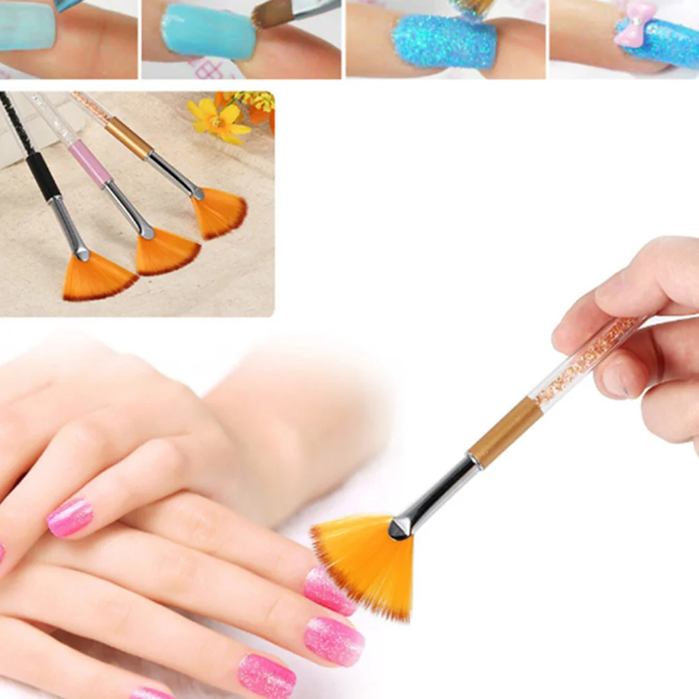 

1pc Colorful Nail Art Pen Drill Handle Flat Fan Shape Lightweight Durable Nail Painting Tools For Women Black