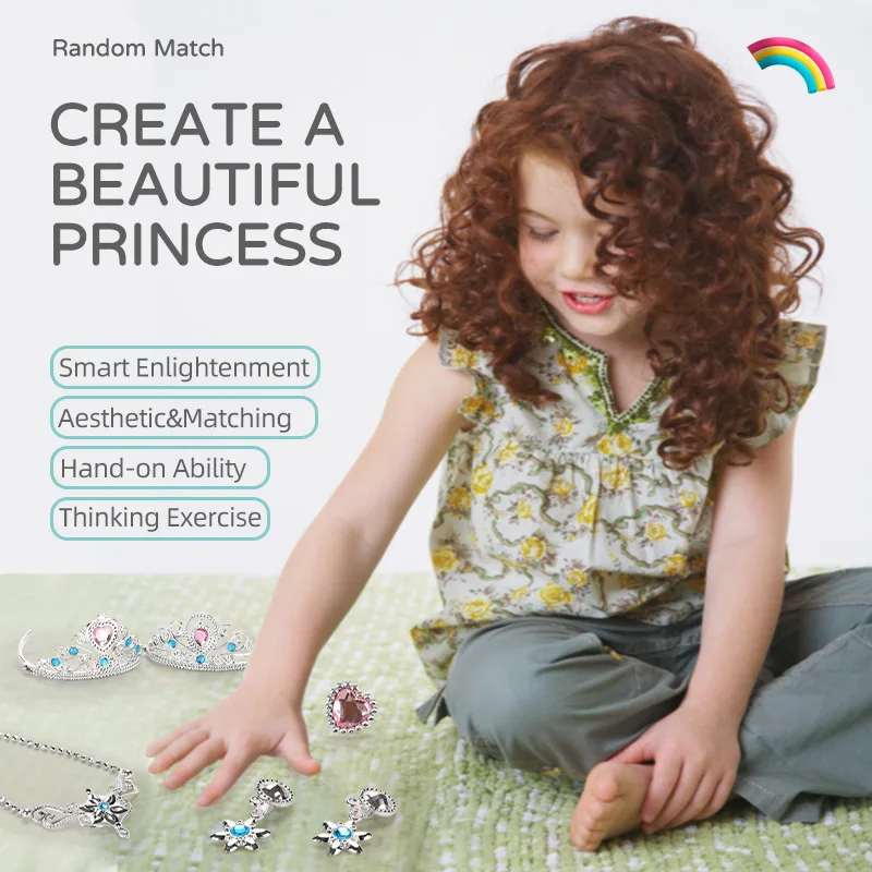 Children's Play House DIY Dress Up Toy Accessories Set Cute Girl Exquisite Crown Necklace High Heels Toy Set Best Birthday Gifs