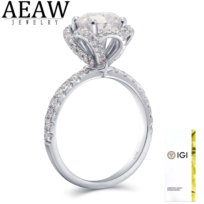 

HPHT CVD Lab Growm Diamond Ring 1.5ct E VS1 14K Gold Jewelry Flower Shape Graceful Engagement Wedding Gift for Women