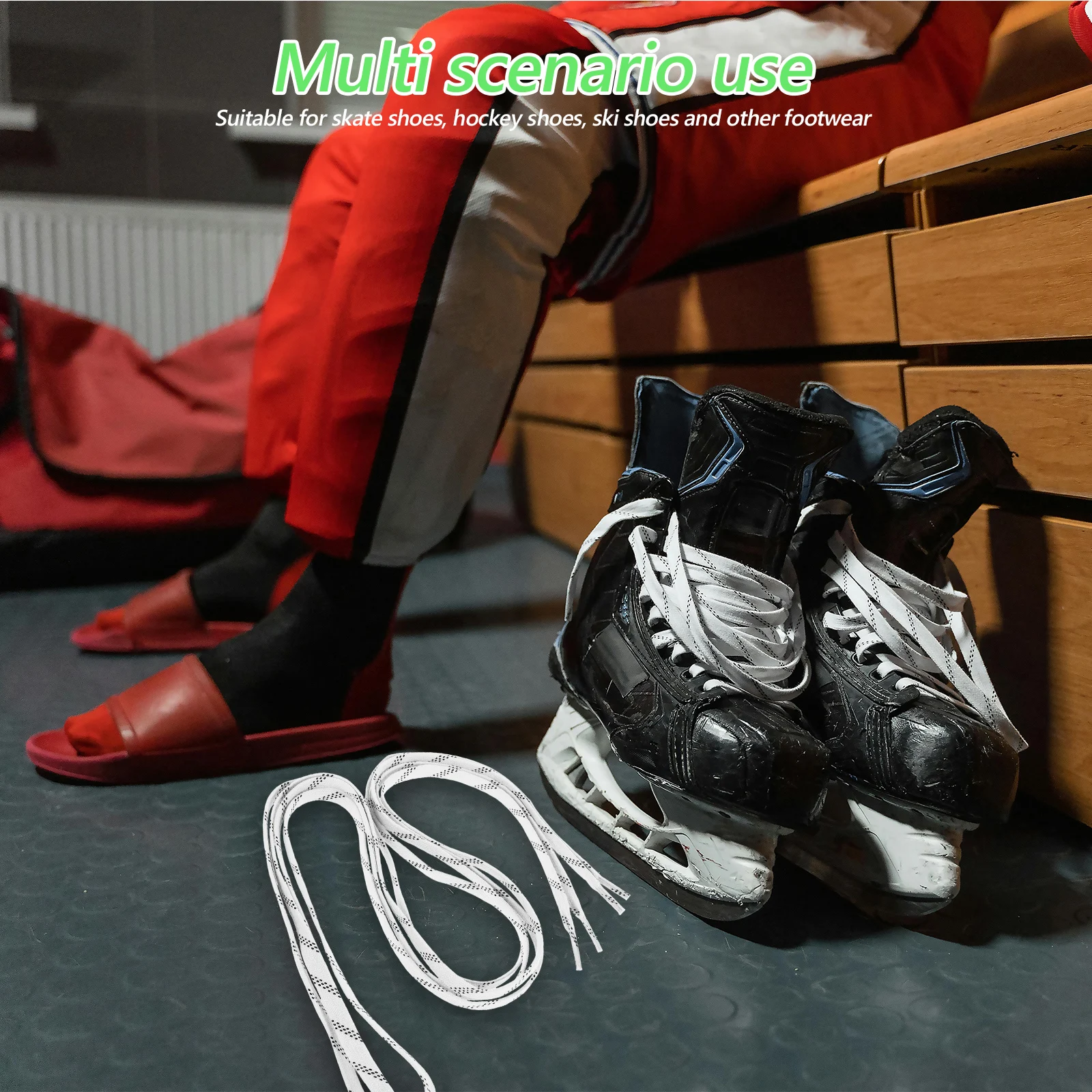 

1 Pair Flat Waxed Hockey Laces Colored Ice Skate Laces For Ski Boots Roller Skates Replacement Sets Durable Secure Fit Lace Ice