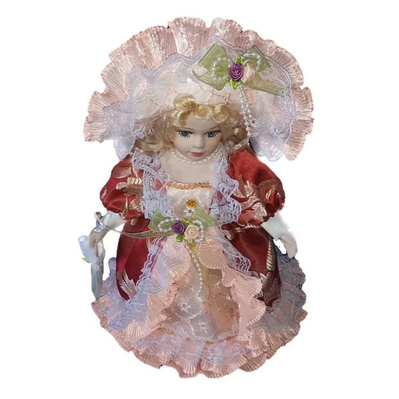 HUYU Muñeca Victoriana Coleccionable Muñeca Porcelana Elegante Muñeca Femenina Cerámica Muñeca Realista Delicada Centros