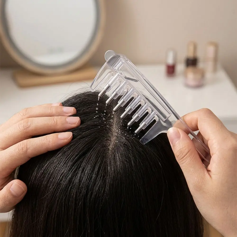 Rolling Metal Teeth Scalp Liquid Guide Comb Built-in Liquid Reservoir Hair Firming Hair Care Comb Transparent Anti-Frizz