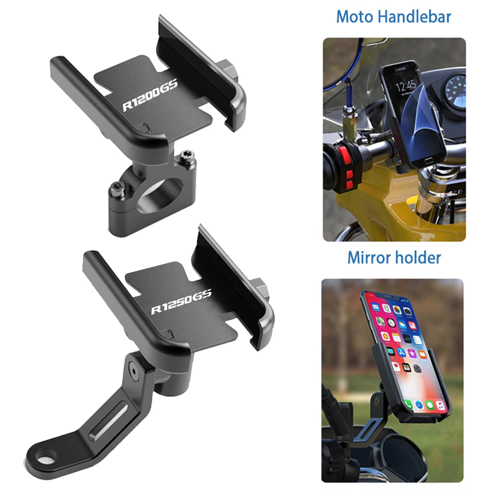 Logo For BMW R1200GS R1250GS R1200RS R1200 R1250 GS RS Motorcycle Cell Phone Holder GPS Bracket Stand Support Accessories Black