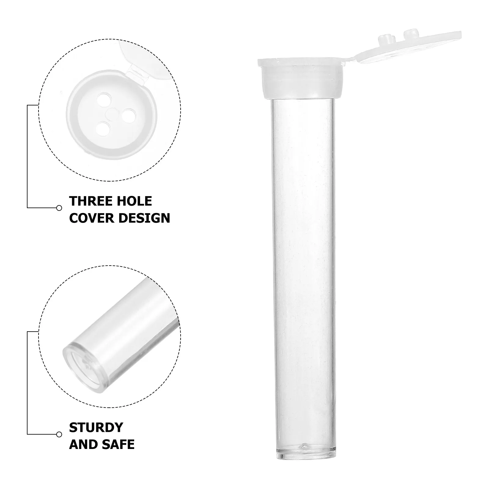 100Pcs Test Tube Bottles Cylindrical Tubes Three Holes Lid Portable Plastic Tubes Storage Container Lightweight for Safe