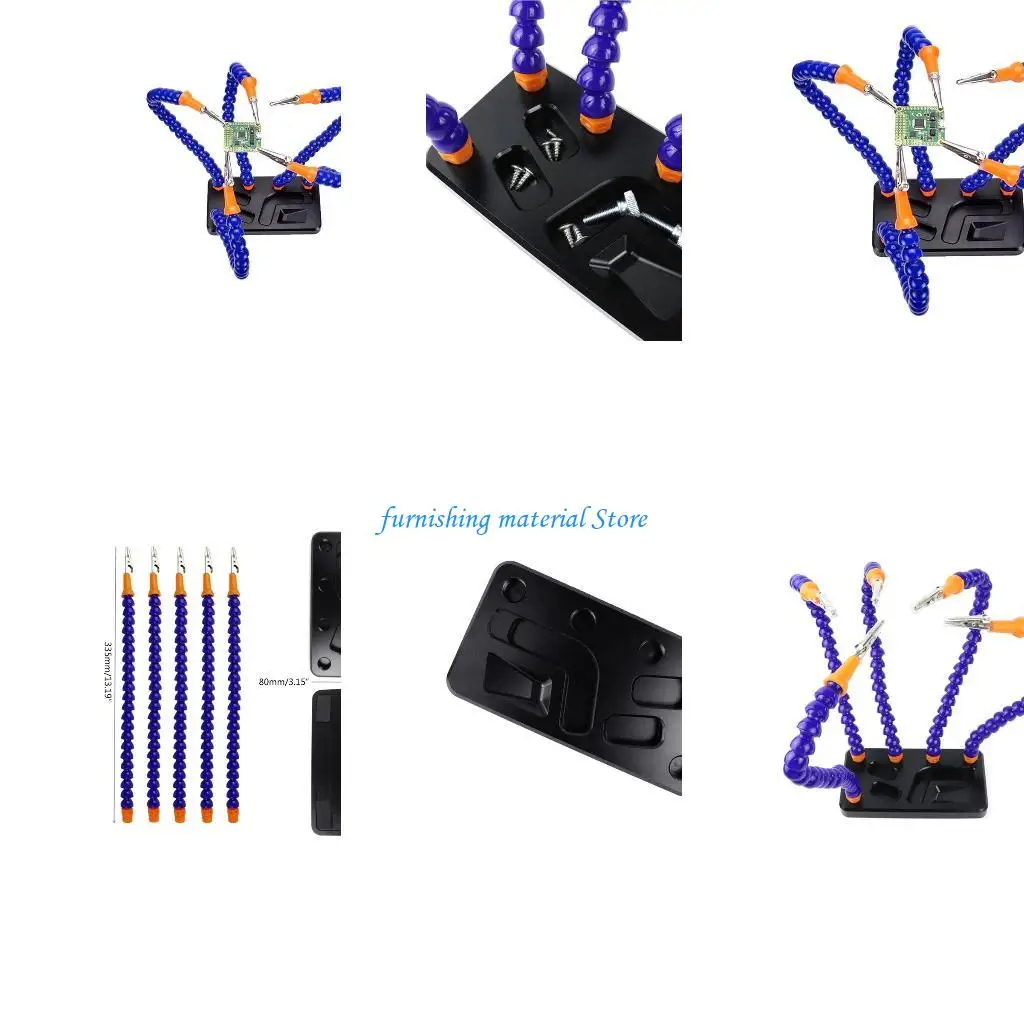 

Y5GD Flexible Helping Hands Soldering Third Hand Soldering Station Tool 5 Helping Hands Anodizing Base for Electronics Repair