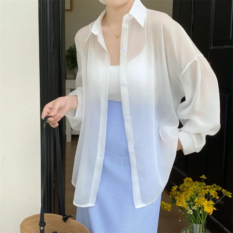 

2026 New Women's Long Sve irt Thin Sun Protection Drapey Design Summer Outerwear Top Ele Versatile Sle Mid-Length