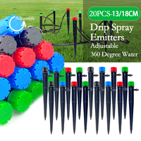 20Pcs Drip Spray Emitters Adjustable 360 Degree Water Flow Sprinklers Irrigation Garden Watering Drippers System for 4/7mm Hoes