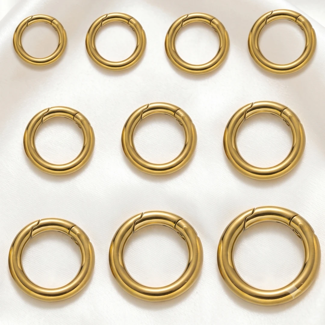 2pcs Stainless Steel Metal O Ring Spring Clasps,Round Openable Carabiner Clasps Hooks,DIY Jewelry Making Materials Accessories