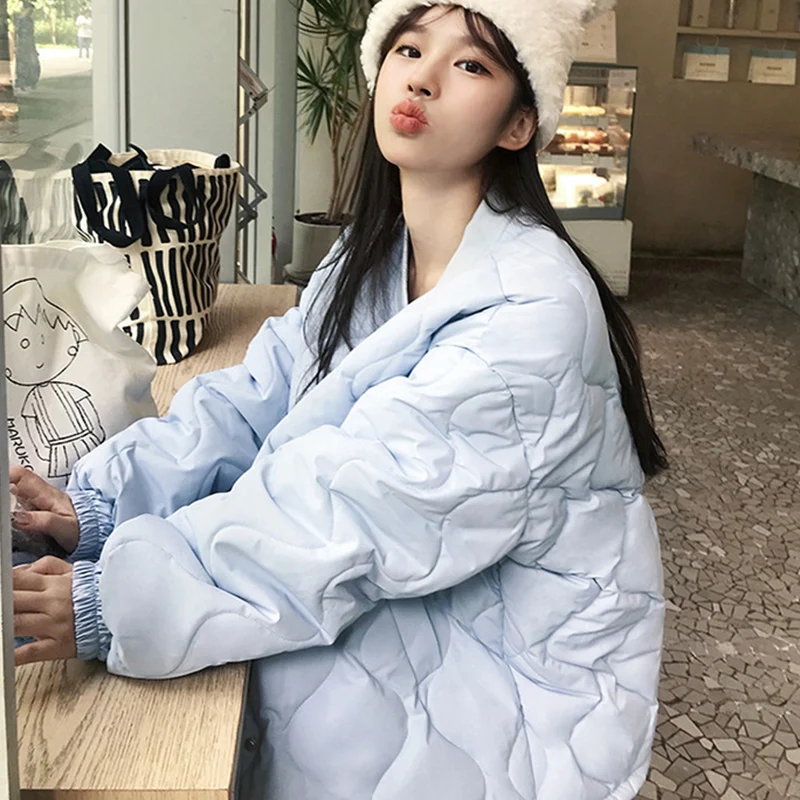 Manteau d'hiver en duvet de coton pour femmes, veste légère matelassée à carreaux losange, couleur unie, Parkas polyvalents pour étudiantes, nouvelle collection